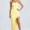 Nevali Bandeau-Maxikleid mit Rüschenbesatz in Zitronensorbet Nevali Bandeau-Maxikleid mit Rüschenbesatz in Zitronensorbet