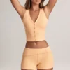 Nina Modal-Shorts mit Umschlag und mittlerer Leibhöhe in Pfirsich Nina Modal-Shorts mit Umschlag und mittlerer Leibhöhe in Pfirsich