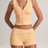 Nina Modal-Shorts mit Umschlag und mittlerer Leibhöhe in Pfirsich Nina Modal-Shorts mit Umschlag und mittlerer Leibhöhe in Pfirsich