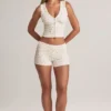 Nina Modal-Shorts mit Umschlagbund und mittlerer Leibhöhe im Blumenmuster Nina Modal-Shorts mit Umschlagbund und mittlerer Leibhöhe im Blumenmuster
