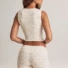 Nina Modal-Shorts mit Umschlagbund und mittlerer Leibhöhe im Blumenmuster Nina Modal-Shorts mit Umschlagbund und mittlerer Leibhöhe im Blumenmuster