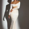 Nixie Velvet Mid-Rise Maxi-Rock in Elfenbein Nixie Velvet Mid-Rise Maxi-Rock in Elfenbein