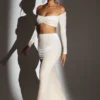 Nixie Velvet Mid-Rise Maxi-Rock in Elfenbein Nixie Velvet Mid-Rise Maxi-Rock in Elfenbein