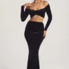 Nixie Velvet Mid-Rise Maxi-Rock in Jet Black Nixie Velvet Mid-Rise Maxi-Rock in Jet Black