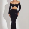 Nixie Velvet Mid-Rise Maxi-Rock in Jet Black Nixie Velvet Mid-Rise Maxi-Rock in Jet Black