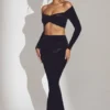 Nixie Velvet Mid-Rise Maxi-Rock in Jet Black Nixie Velvet Mid-Rise Maxi-Rock in Jet Black