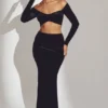 Nixie Velvet Mid-Rise Maxi-Rock in Jet Black Nixie Velvet Mid-Rise Maxi-Rock in Jet Black