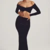 Nixie Velvet Mid-Rise Maxi-Rock in Jet Black Nixie Velvet Mid-Rise Maxi-Rock in Jet Black