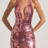 Nolira Maxikleid mit Paillettenverzierung und Neckholder-Ausschnitt in Rosa Nolira Maxikleid mit Paillettenverzierung und Neckholder-Ausschnitt in Rosa