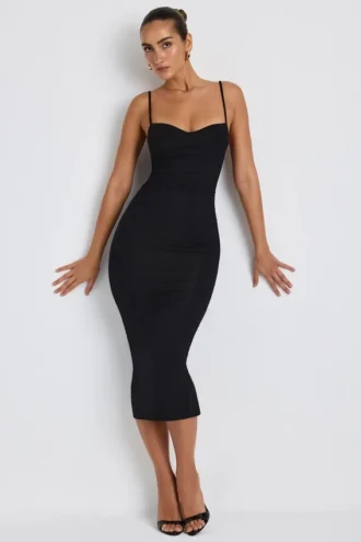 Nora Modal-Kleid mit Rüschen und Lagen in Schwarz