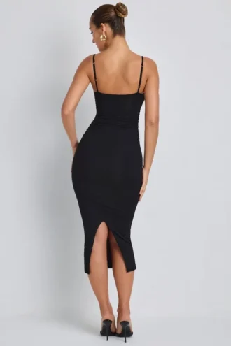 Nora Modal-Kleid mit Rüschen und Lagen in Schwarz