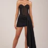 Norah Bandeau-Korsett-Minikleid mit Schnürung in Schwarz Norah Bandeau-Korsett-Minikleid mit Schnürung in Schwarz