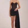 Norah Bandeau-Korsett-Minikleid mit Schnürung in Schwarz Norah Bandeau-Korsett-Minikleid mit Schnürung in Schwarz