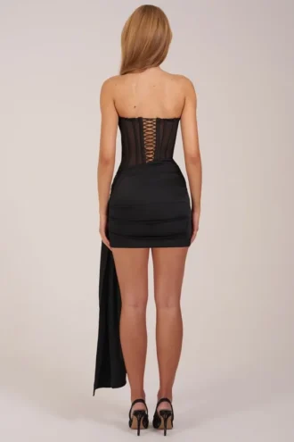 Norah Bandeau-Korsett-Minikleid mit Schnürung  in Schwarz