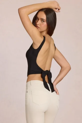 Norelle Modal-Oberteil mit Bindeband in Schwarz