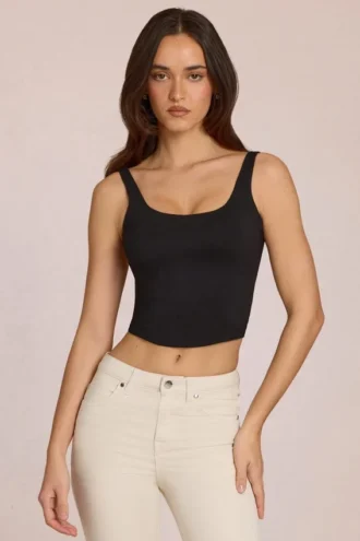 Norelle Modal-Oberteil mit Bindeband in Schwarz