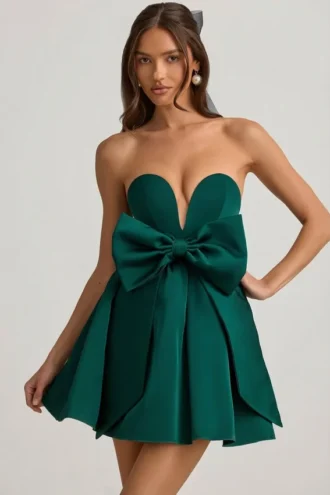 Norina Minikleid mit Schleifendetail im Smaragdgrün