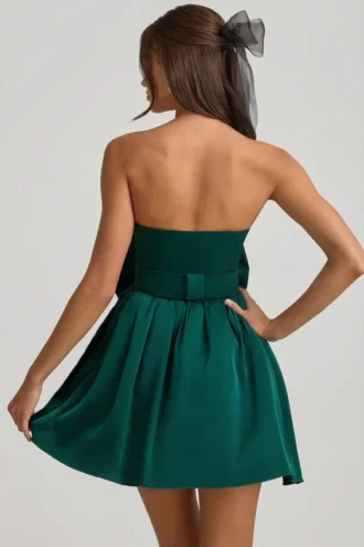 Norina Minikleid mit Schleifendetail im Smaragdgrün