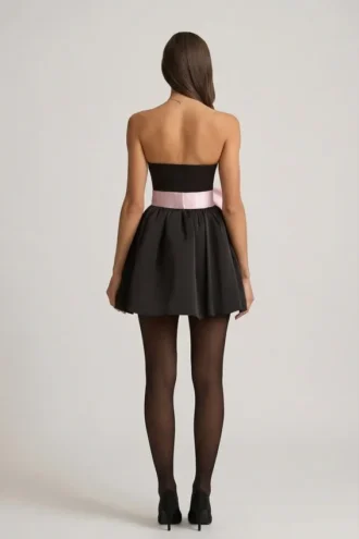 Norina Minikleid mit Schleifendetail und Korsettoptik in Schwarz