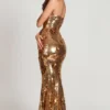 Nottola 3D-verziertes Bandeau-Maxikleid in Gold Nottola 3D-verziertes Bandeau-Maxikleid in Gold