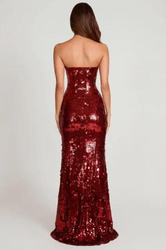 Nottola 3D-verziertes Bandeau-Maxikleid in Rot