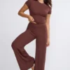 Nour Tall Mid Rise Wide Leg Trouser in Chocolate