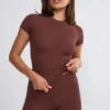Nour Tall Mid Rise Wide Leg Trouser in Chocolate