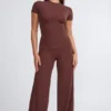 Nour Tall Mid Rise Wide Leg Trouser in Chocolate