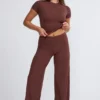 Nour Tall Mid Rise Wide Leg Trouser in Chocolate