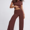 Nour Tall Mid Rise Wide Leg Trouser in Chocolate