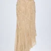 Novina Maxirock mit Rüschen und asymmetrischem Schnitt in Beige mit Print Novina Maxirock mit Rüschen und asymmetrischem Schnitt in Beige mit Print