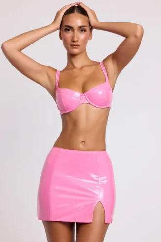 Nyx Vinyl-Micro-Minirock mit Beinschlitz in Rosa