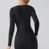Oakley Slinky Jersey Langarm-Minikleid mit tiefem Ausschnitt in Schwarz Oakley Slinky Jersey Langarm-Minikleid mit tiefem Ausschnitt in Schwarz