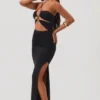 Oceane Maxikleid mit Cut-outs, Neckholder und bodenlangem Schnitt in Schwarz Oceane Maxikleid mit Cut-outs, Neckholder und bodenlangem Schnitt in Schwarz