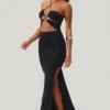 Oceane Maxikleid mit Cut-outs, Neckholder und bodenlangem Schnitt in Schwarz Oceane Maxikleid mit Cut-outs, Neckholder und bodenlangem Schnitt in Schwarz