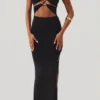 Oceane Maxikleid mit Cut-outs, Neckholder und bodenlangem Schnitt in Schwarz Oceane Maxikleid mit Cut-outs, Neckholder und bodenlangem Schnitt in Schwarz