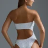 Oh Polly Bademode: HOTFIX Edition Verzierter Cheeky-Badeanzug mit Cut-outs in Weiß Oh Polly Bademode: HOTFIX Edition Verzierter Cheeky-Badeanzug mit Cut-outs in Weiß