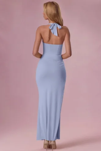 Olivette Jersey-Korsett-Brautjungfernkleid in Puderblau