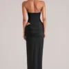 Oona Maxikleid mit tiefem Ausschnitt und Neckholder in Schwarz Oona Maxikleid mit tiefem Ausschnitt und Neckholder in Schwarz
