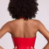 Ophelia Vinyl-Halter-Korsett-Oberteil mit Schnürung in Feuerrot Ophelia Vinyl-Halter-Korsett-Oberteil mit Schnürung in Feuerrot
