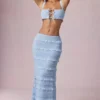 Orena Maxirock mit Rüschen und mittlerer Leibhöhe in Puderblau Orena Maxirock mit Rüschen und mittlerer Leibhöhe in Puderblau