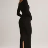 Ori Modal Peekaboo Langarm-Midi-Kleid in Schwarz Ori Modal Peekaboo Langarm-Midi-Kleid in Schwarz