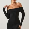 Oriana Modal-Minikleid mit schulterfreiem Ausschnitt in Schwarz Oriana Modal-Minikleid mit schulterfreiem Ausschnitt in Schwarz