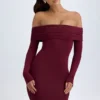 Oriana Modal-Minikleid mit schulterfreiem Ausschnitt in Weinrot Oriana Modal-Minikleid mit schulterfreiem Ausschnitt in Weinrot