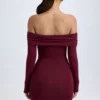 Oriana Modal-Minikleid mit schulterfreiem Ausschnitt in Weinrot Oriana Modal-Minikleid mit schulterfreiem Ausschnitt in Weinrot