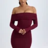 Oriana Modal-Minikleid mit schulterfreiem Ausschnitt in Weinrot Oriana Modal-Minikleid mit schulterfreiem Ausschnitt in Weinrot