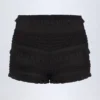 Orla Shorts mit Rüschen und mittlerer Leibhöhe in Schwarz Orla Shorts mit Rüschen und mittlerer Leibhöhe in Schwarz