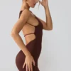 Orli Minikleid aus geschmeidigem Jersey mit offenem Rücken in Espresso Orli Minikleid aus geschmeidigem Jersey mit offenem Rücken in Espresso