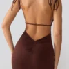 Orli Minikleid aus geschmeidigem Jersey mit offenem Rücken in Espresso Orli Minikleid aus geschmeidigem Jersey mit offenem Rücken in Espresso