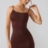 Orli Minikleid aus geschmeidigem Jersey mit offenem Rücken in Espresso Orli Minikleid aus geschmeidigem Jersey mit offenem Rücken in Espresso